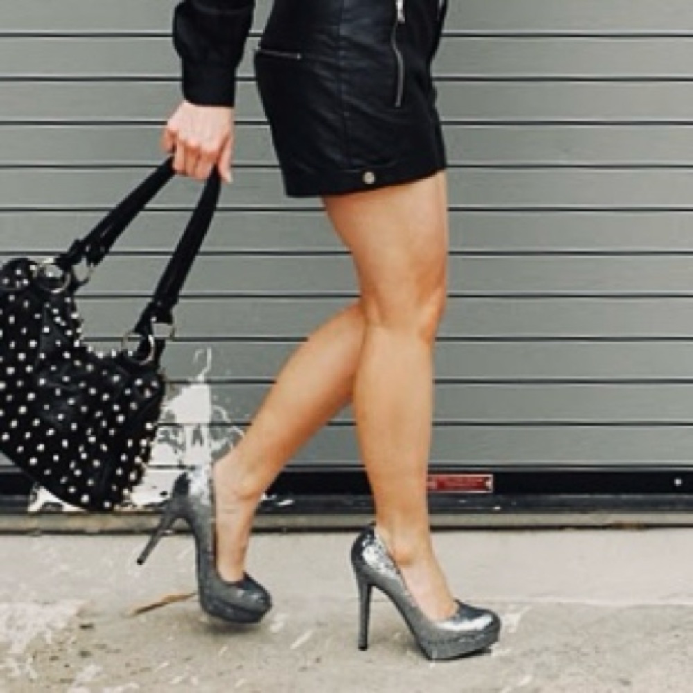 Nine West Shimmering Silver Heels